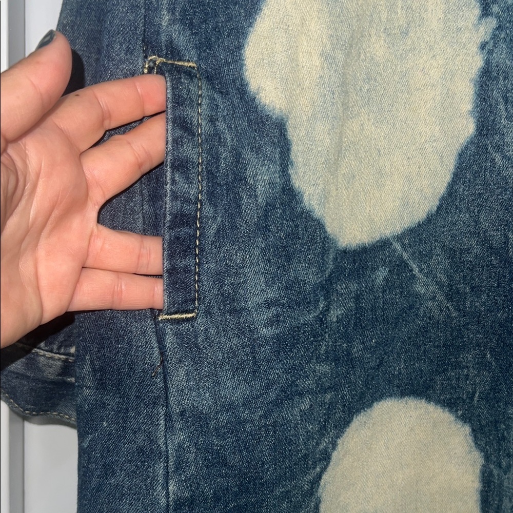 Thrill Patchwork Denim Jacket with Gray Hood NWT - image 4